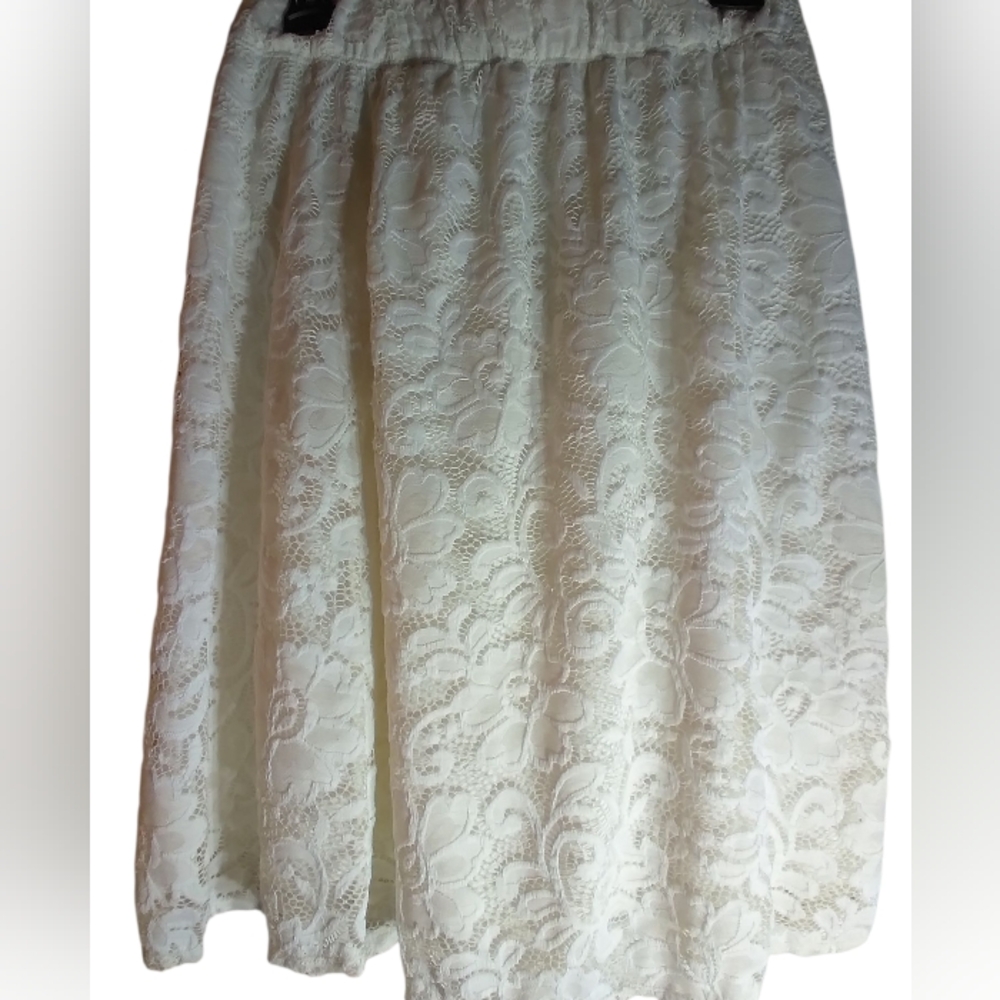 Ultra Teez Elegant Cream Lace Skirt Size Large Pull On Eveningwear Party Event